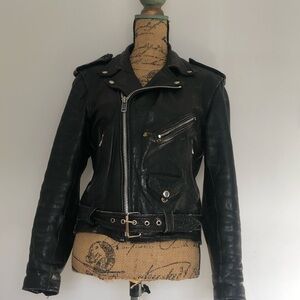Sleek Black Leather Motorcycle Jacket with Asymmetrical Zipper